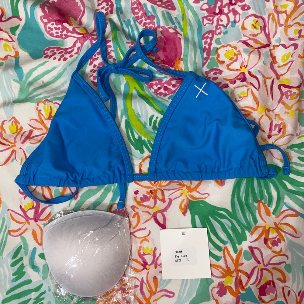 Large Sky Blue Boutine Bikini Top
